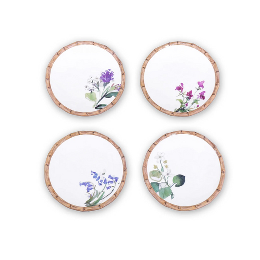 Beatriz Ball Vida Bamboo Floral Salad Plates / Set of 4- Diane James Home | Faux Floral Couture Handmade In The USA