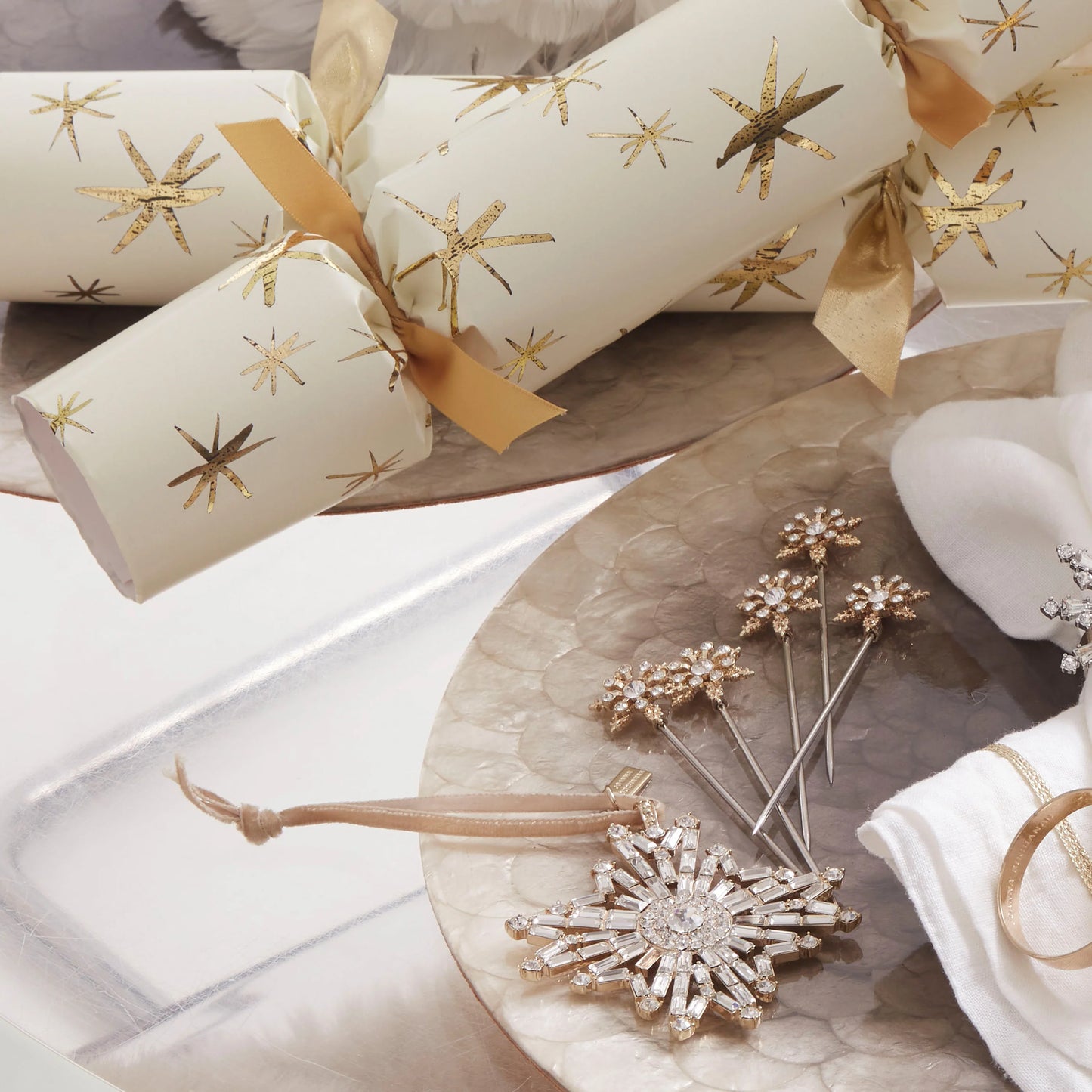 Joanna Buchanan Snowflake Cocktail Picks- Diane James Home | Faux Floral Couture Handmade In The USA