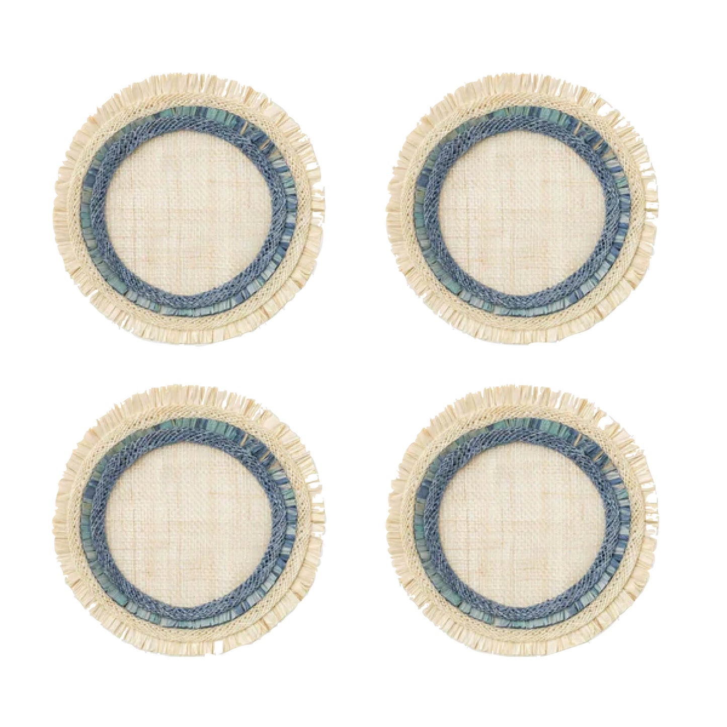 Joanna Buchanan Ruffle Edge Straw Coasters - Indigo- Diane James Home | Faux Floral Couture Handmade In The USA