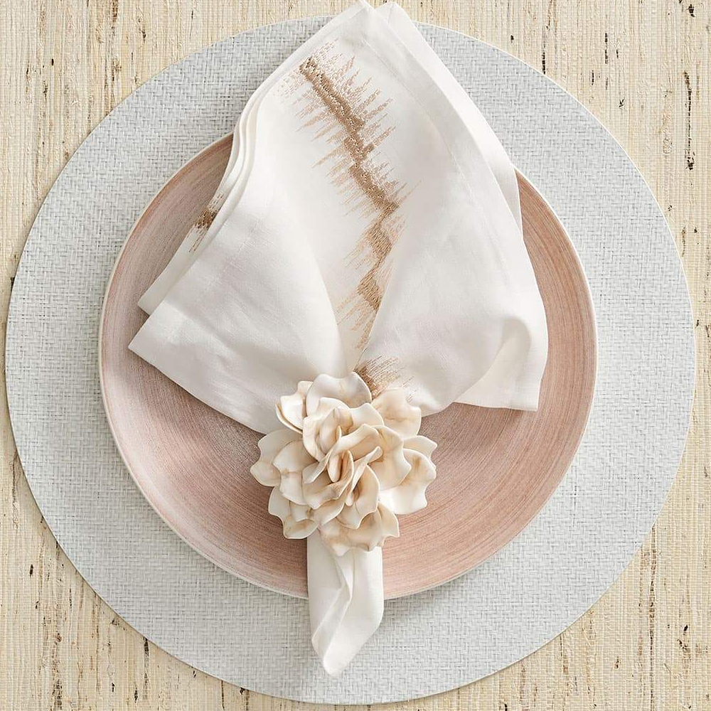 Kim Seybert Dahlia Napkin Rings, Set of 4- Diane James Home | Faux Floral Couture Handmade In The USA