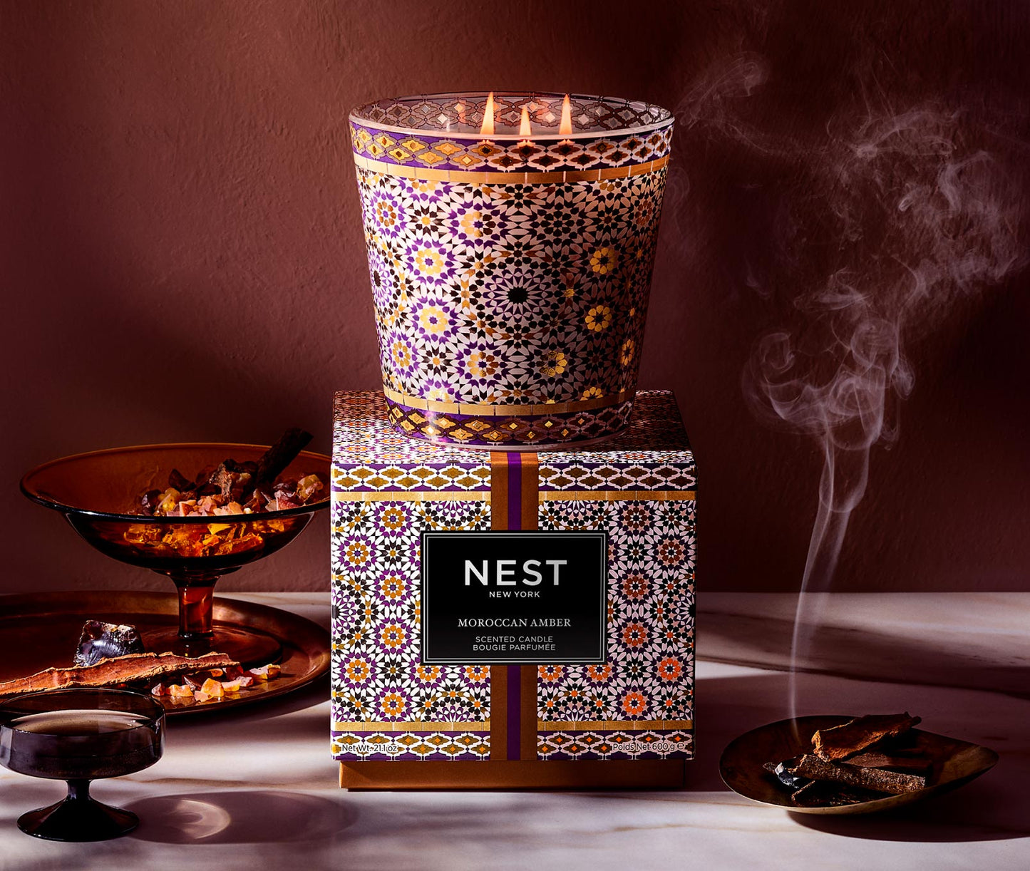 NEST Moroccan Amber Specialty Candle- Diane James Home | Faux Floral Couture Handmade In The USA