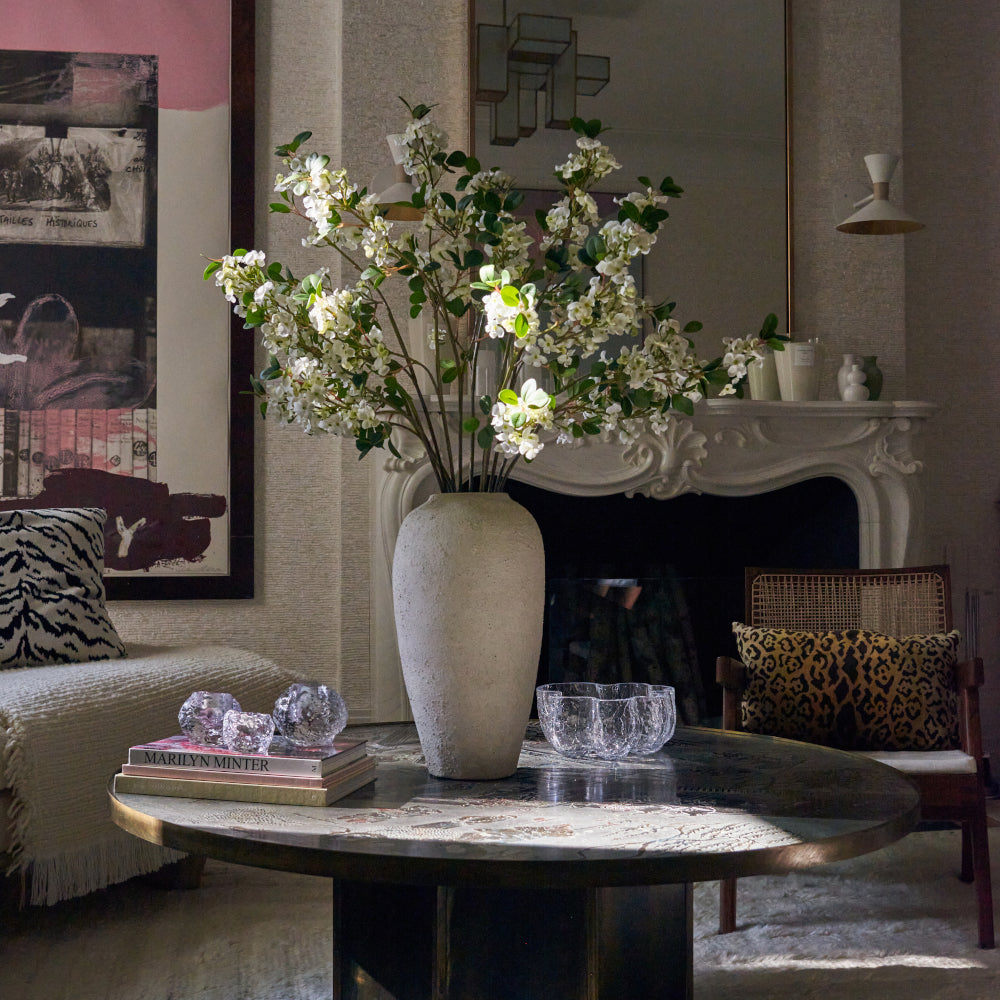 White Blossoms in White Textured Vase - Limited Edition- Diane James Home | Faux Floral Couture Handmade In The USA