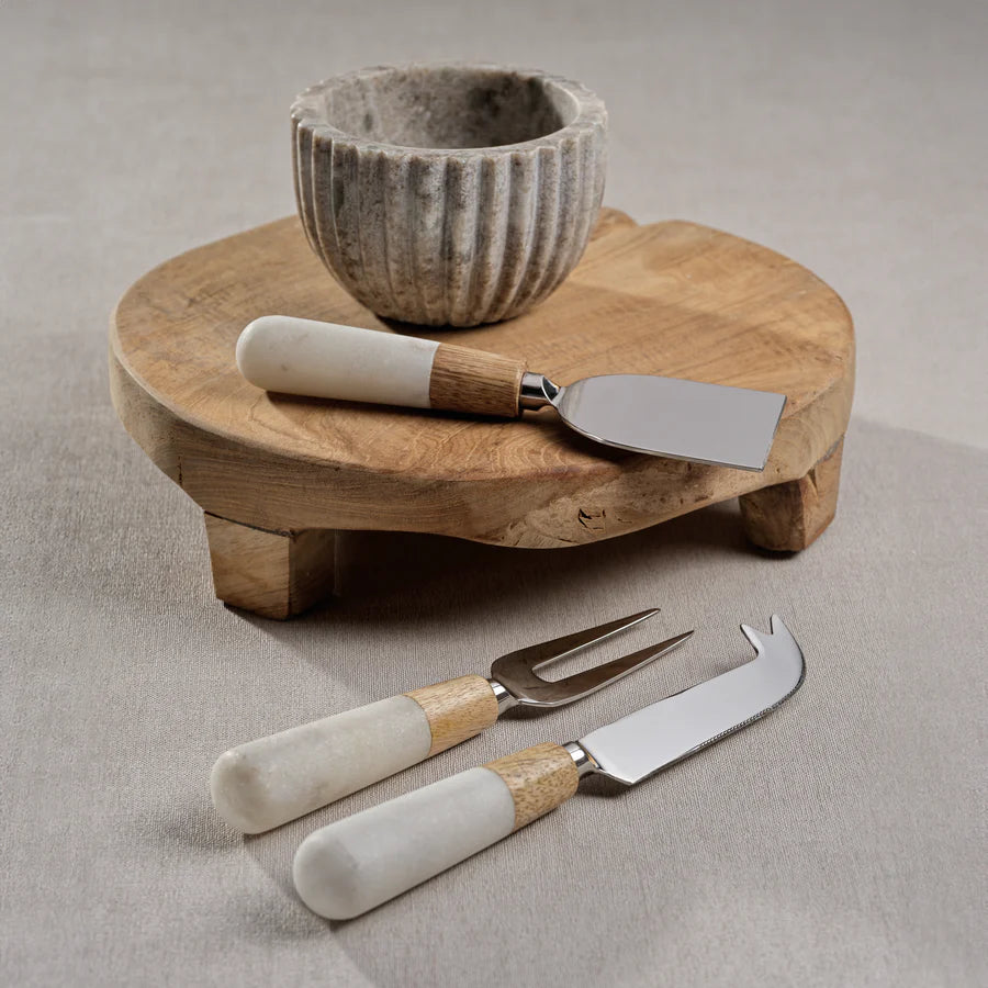 Zodax Marble and Wood Cheese Tool Set