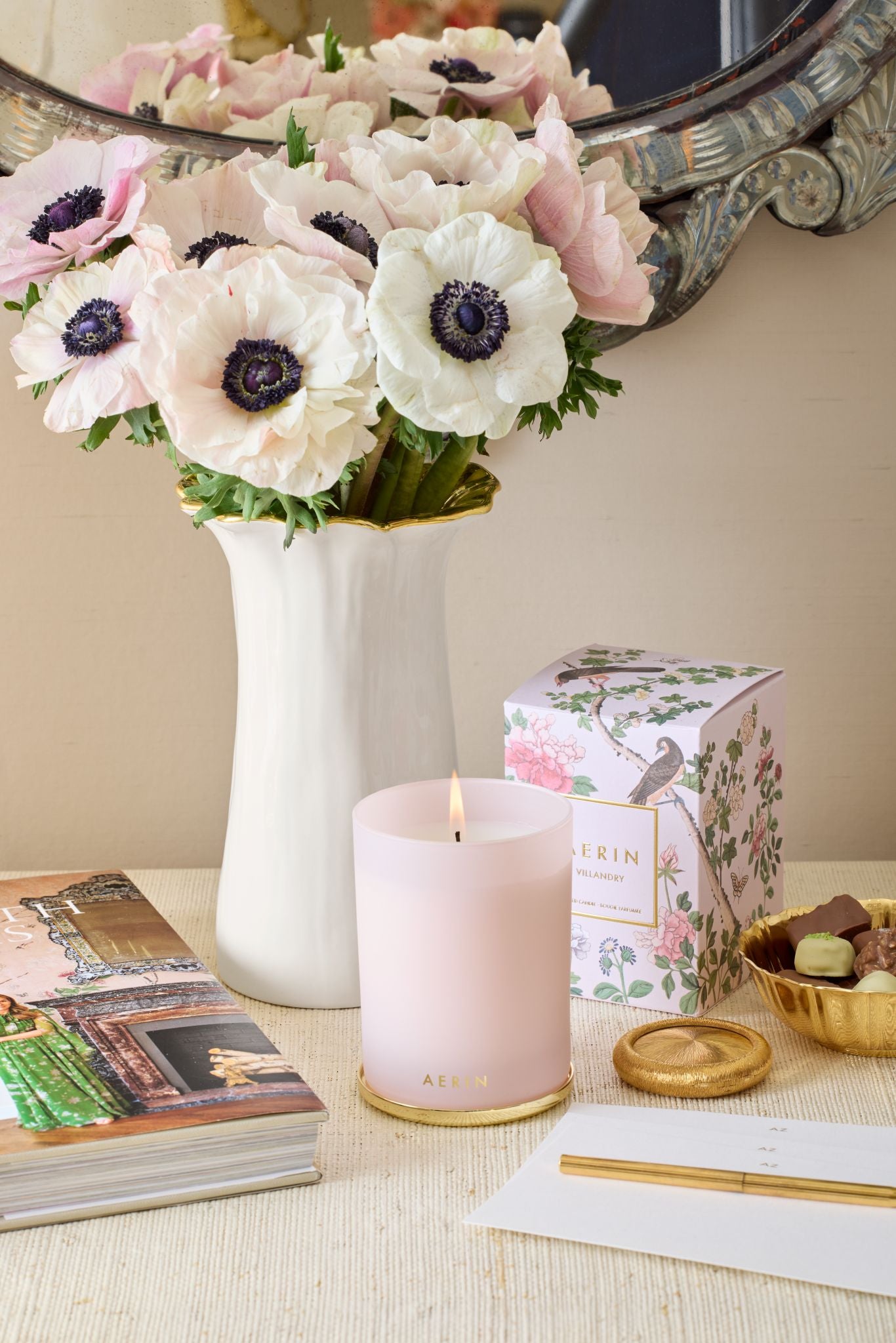 AERIN Villandry Candle- Diane James Home | Faux Floral Couture Handmade In The USA