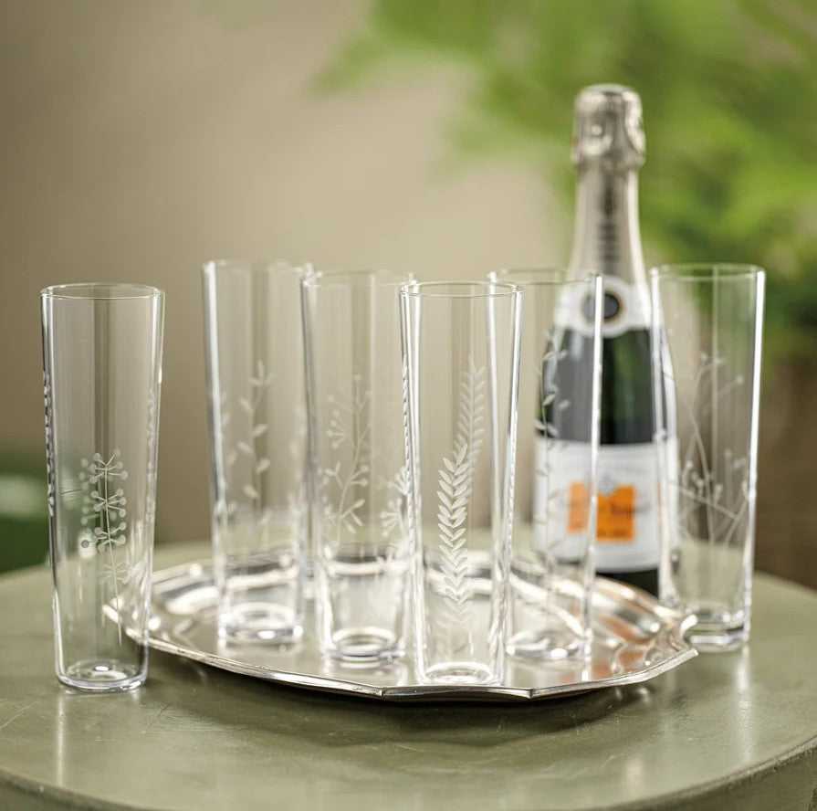 Zodax Floral Etched Flutes- Diane James Home | Faux Floral Couture Handmade In The USA