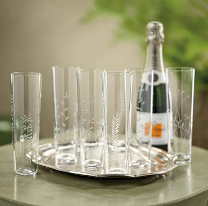 Zodax Floral Etched Flutes- Diane James Home | Faux Floral Couture Handmade In The USA