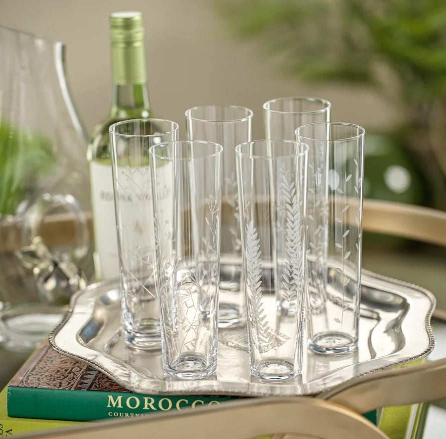 Zodax Floral Etched Flutes- Diane James Home | Faux Floral Couture Handmade In The USA