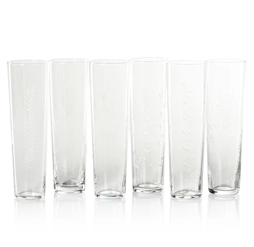 Zodax Floral Etched Flutes- Diane James Home | Faux Floral Couture Handmade In The USA