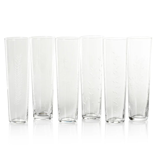 Zodax Floral Etched Flutes- Diane James Home | Faux Floral Couture Handmade In The USA