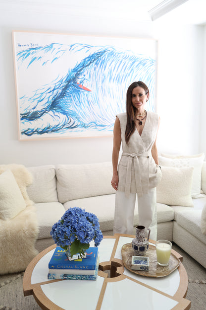 Blue Hydrangeas in Glass Cube- Diane James Home | Faux Floral Couture Handmade In The USA