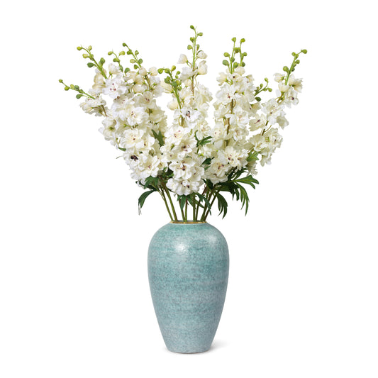 White Delphinium in Calinda Tapered Vase- Diane James Home | Faux Floral Couture Handmade In The USA