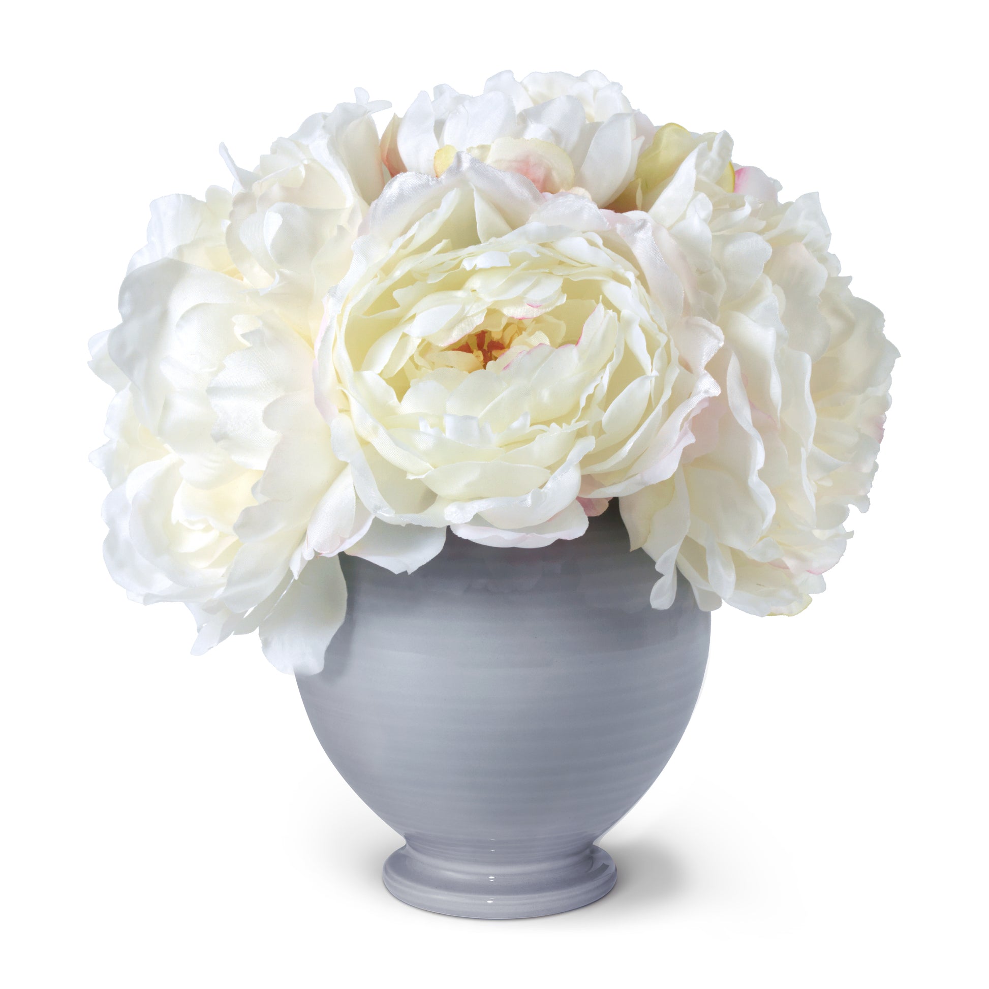 Cream Peonies in Siena Vase, Blue Haze- Diane James Home | Faux Floral Couture Handmade In The USA