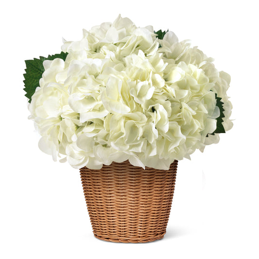 White Hydrangea in Freya Vase, Toffee- Diane James Home | Faux Floral Couture Handmade In The USA