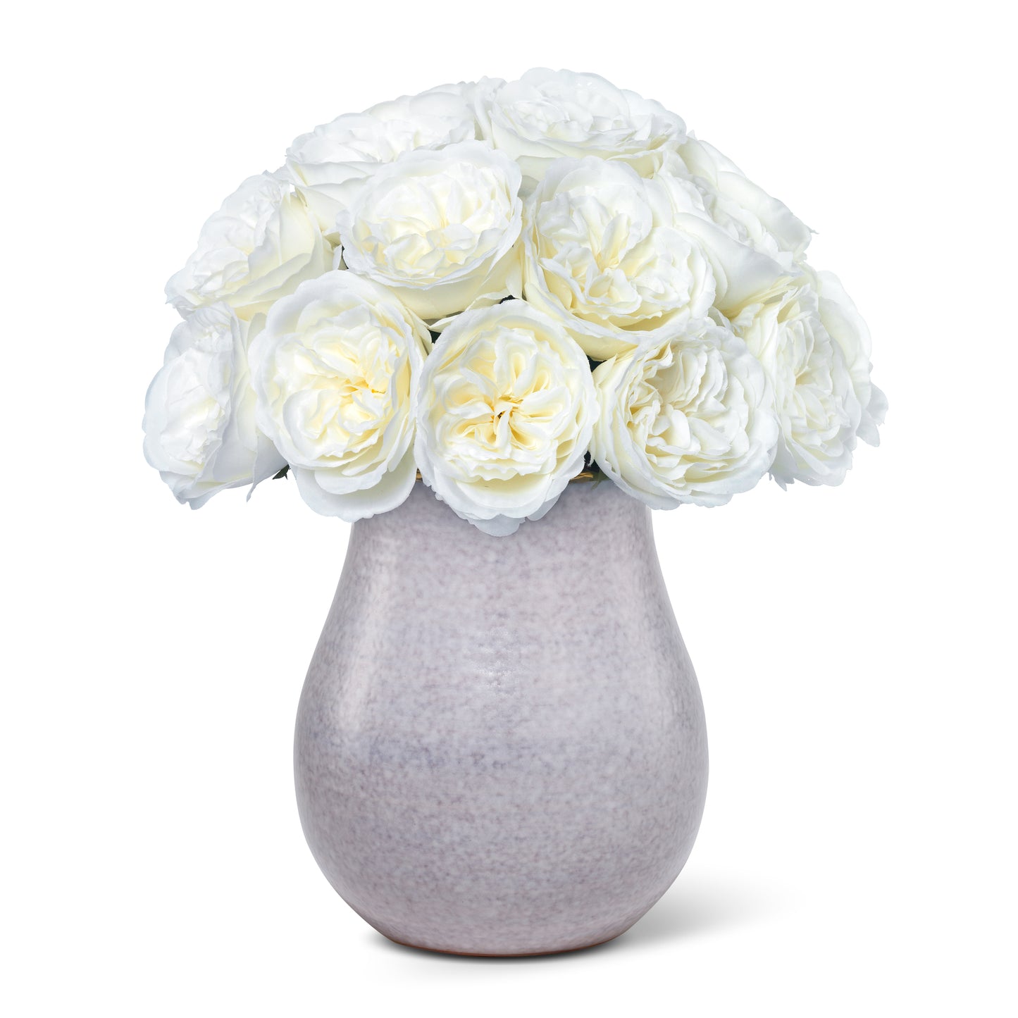 White Cottage Roses in Romina Vase, Lavender Haze- Diane James Home | Faux Floral Couture Handmade In The USA