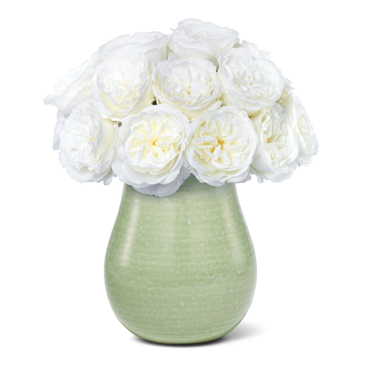 White Cottage Roses in Romina Vase, Sage- Diane James Home | Faux Floral Couture Handmade In The USA