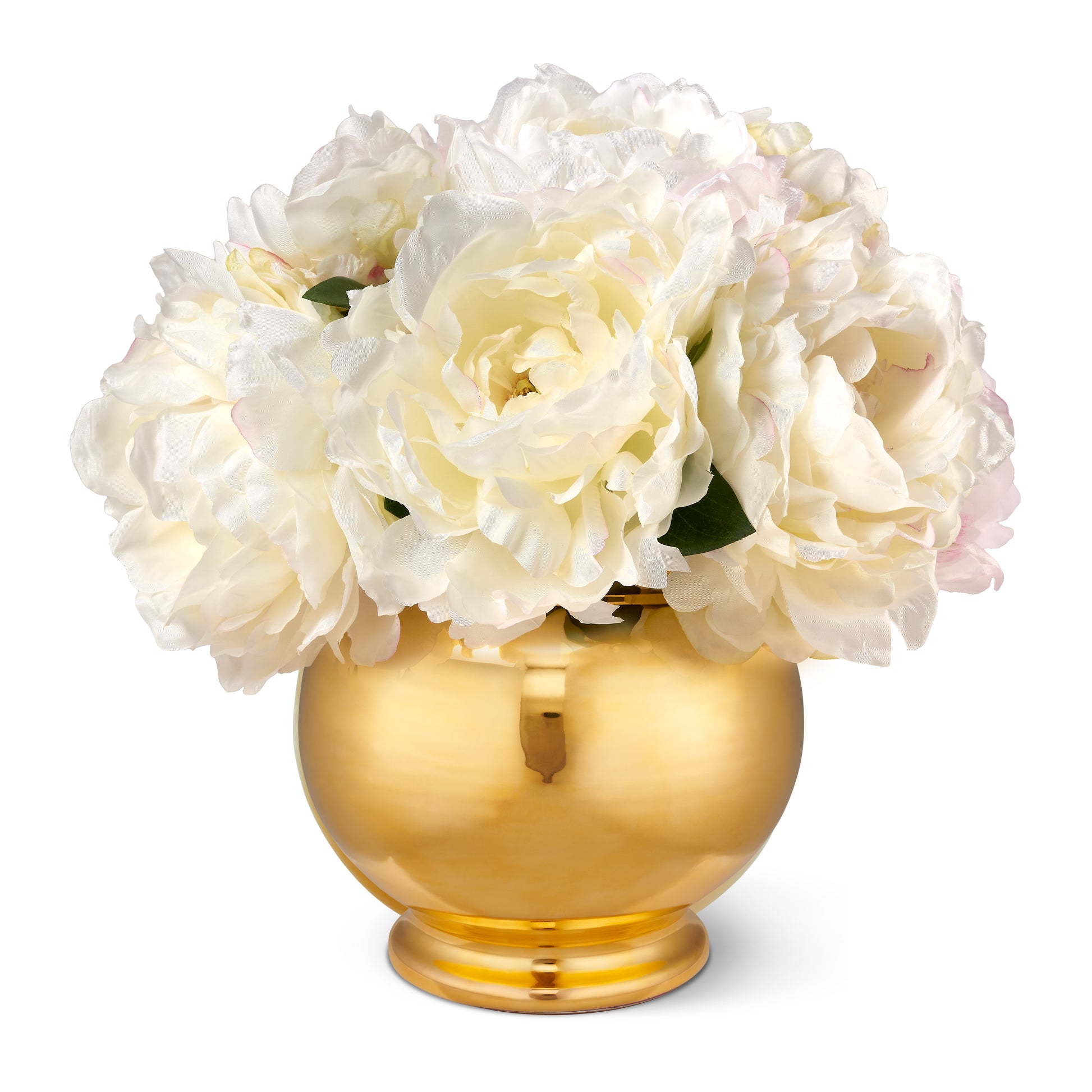 Cream Peonies in Siena Cachepot, Gold- Diane James Home | Faux Floral Couture Handmade In The USA