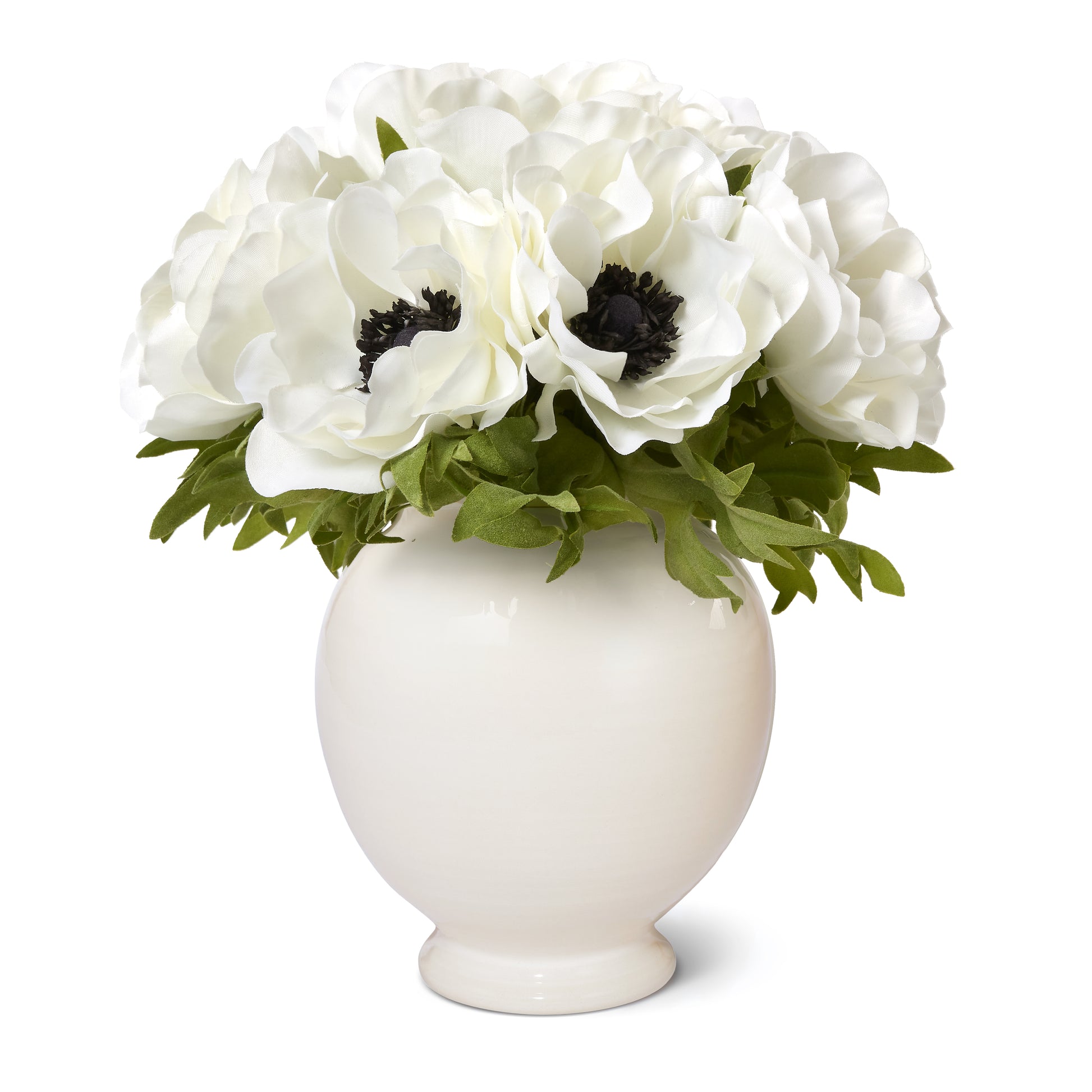 White Anemones in Siena Vase, Cream- Diane James Home | Faux Floral Couture Handmade In The USA
