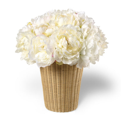 Cream Peony in Freya Large Vase, Natural- Diane James Home | Faux Floral Couture Handmade In The USA