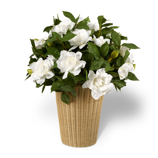 White Gardenia in Freya Large Vase, Natural- Diane James Home | Faux Floral Couture Handmade In The USA