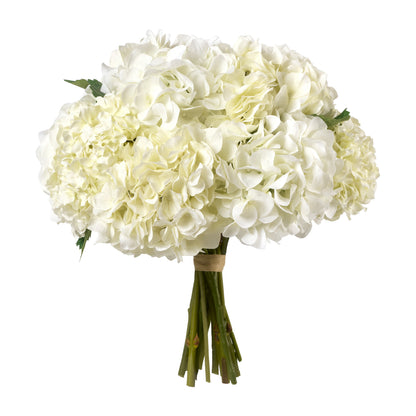 White Hydrangea in Freya Large Vase, Natural- Diane James Home | Faux Floral Couture Handmade In The USA