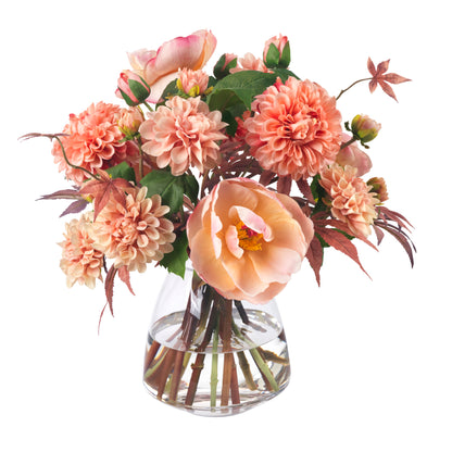Dahlias in Glass Vase- Diane James Home | Faux Floral Couture Handmade In The USA