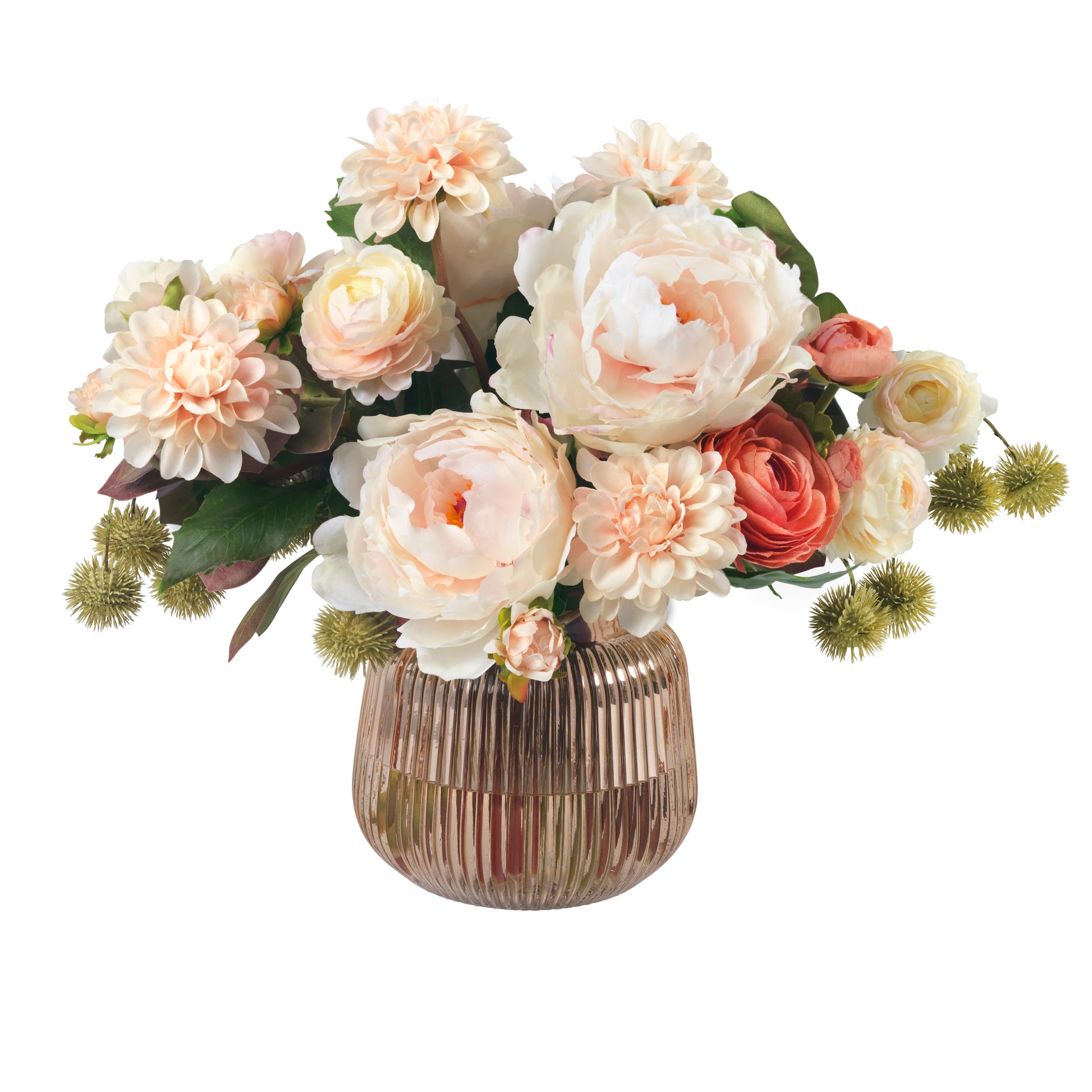 Mixed Floral Bouquet in Glass Vase- Diane James Home | Faux Floral Couture Handmade In The USA