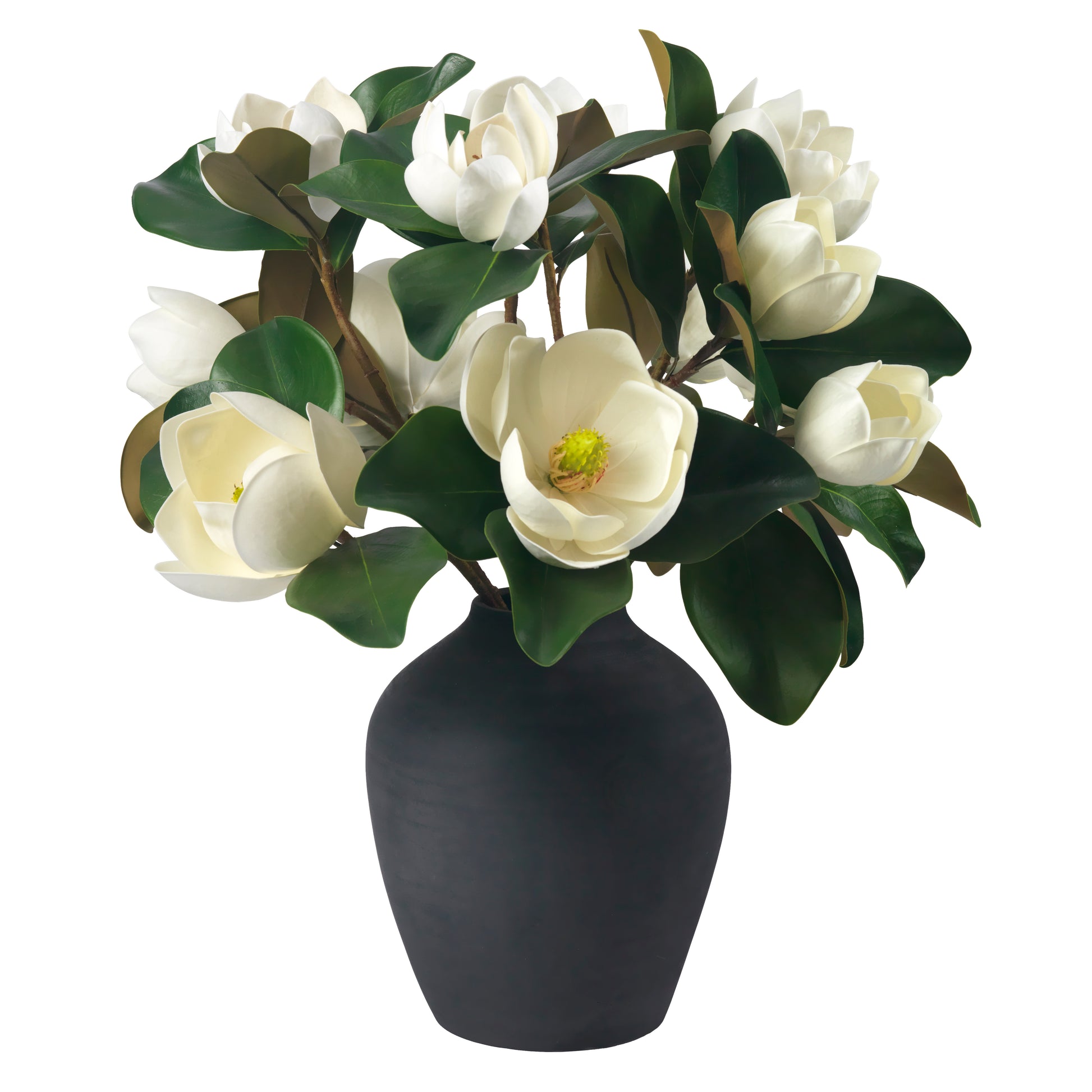 Magnolias in Black Terracotta Vase- Diane James Home | Faux Floral Couture Handmade In The USA
