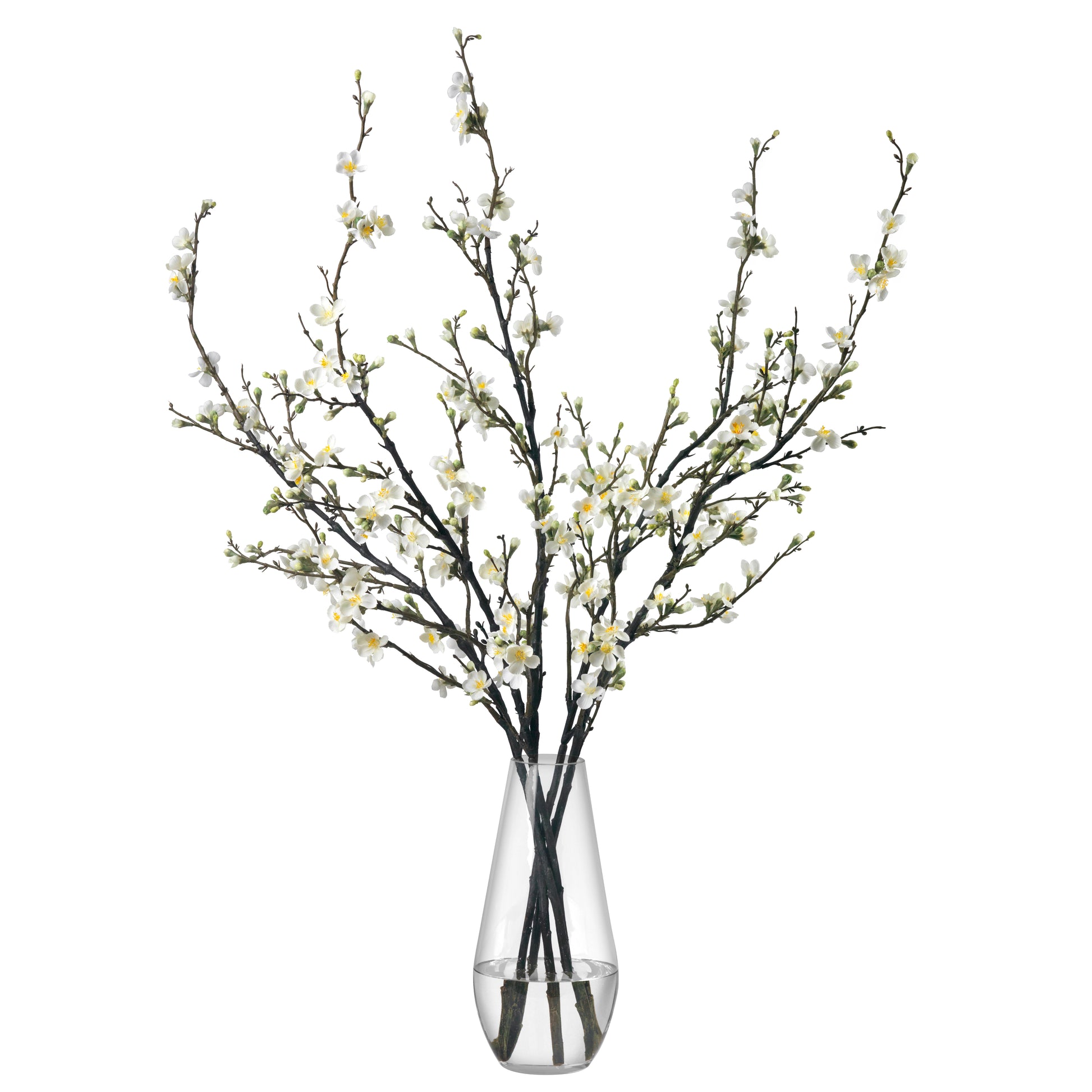White Plum Branches in Glass Vase- Diane James Home | Faux Floral Couture Handmade In The USA