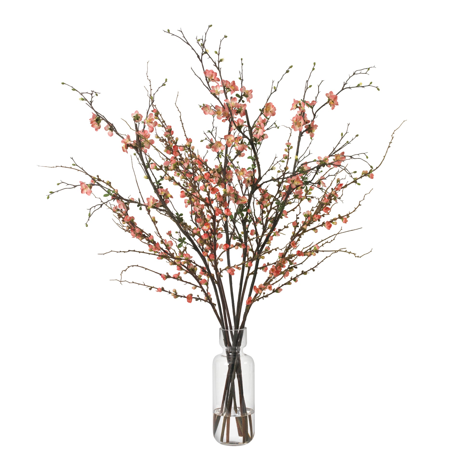 Quince Blossoms in Glass Vase- Diane James Home | Faux Floral Couture Handmade In The USA