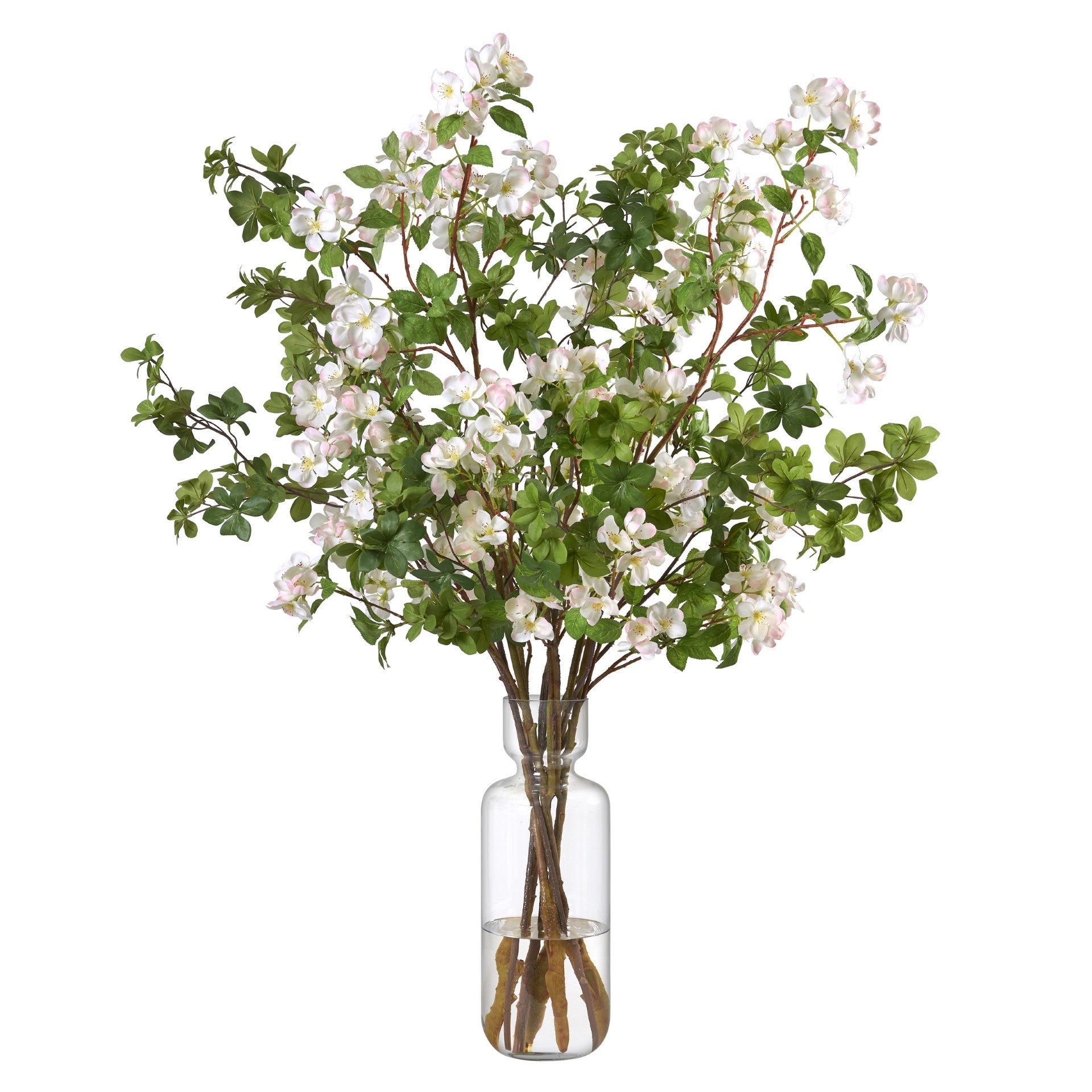 Apple Blossoms in Glass Vase- Diane James Home | Faux Floral Couture Handmade In The USA
