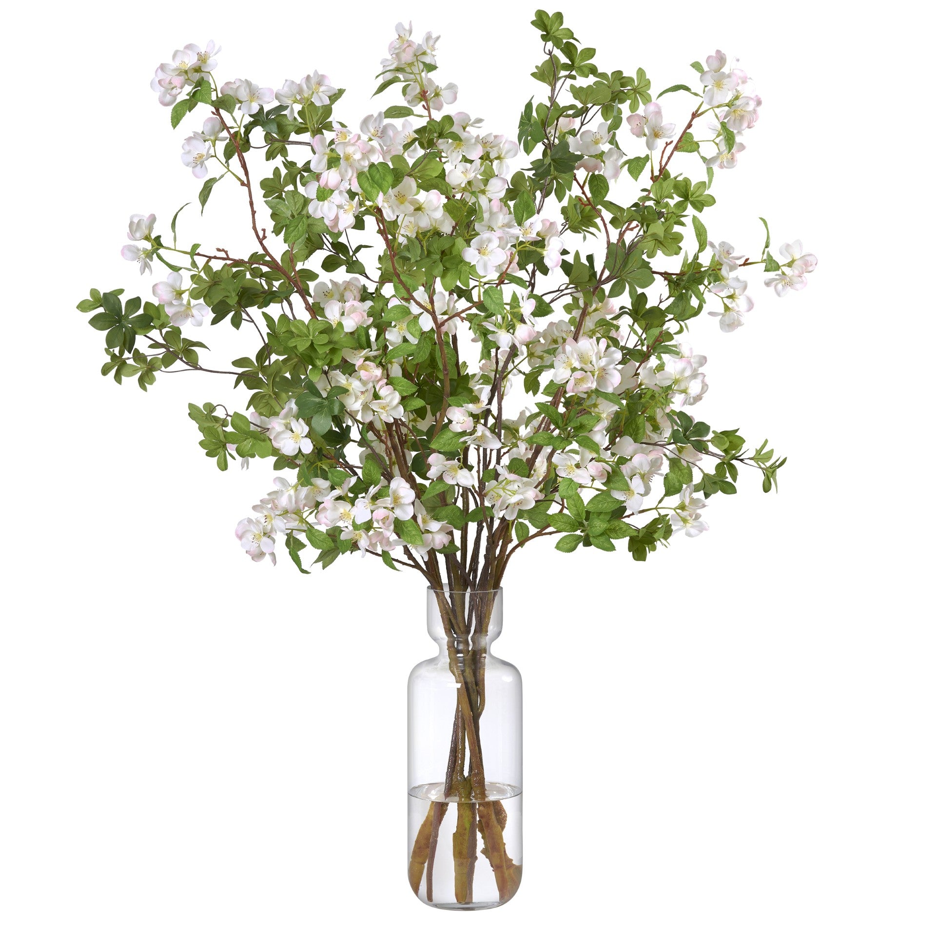 Apple Blossoms in Glass Vase- Diane James Home | Faux Floral Couture Handmade In The USA