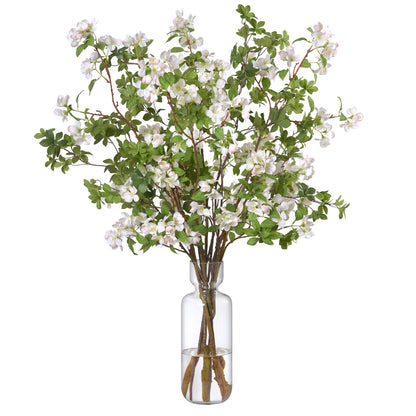 Apple Blossoms in Glass Vase- Diane James Home | Faux Floral Couture Handmade In The USA