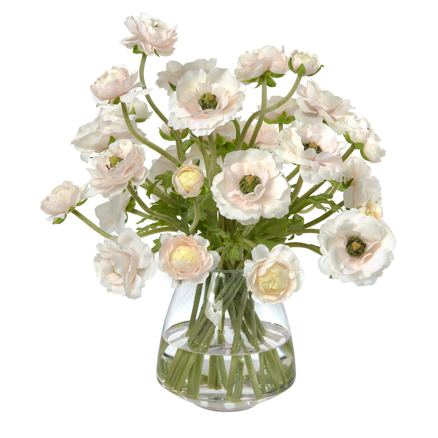 Butterfly Ranunculus in Glass Vase- Diane James Home | Faux Floral Couture Handmade In The USA
