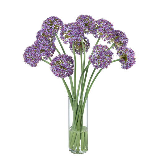Alliums in Tall Glass Cylinder- Diane James Home | Faux Floral Couture Handmade In The USA