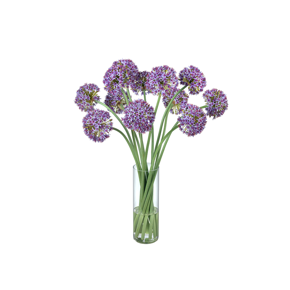 Alliums in Tall Glass Cylinder- Diane James Home | Faux Floral Couture Handmade In The USA