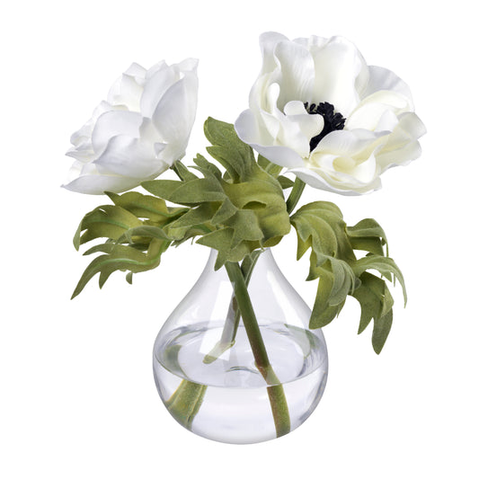 Anemones in Glass Bud Vase- Diane James Home | Faux Floral Couture Handmade In The USA