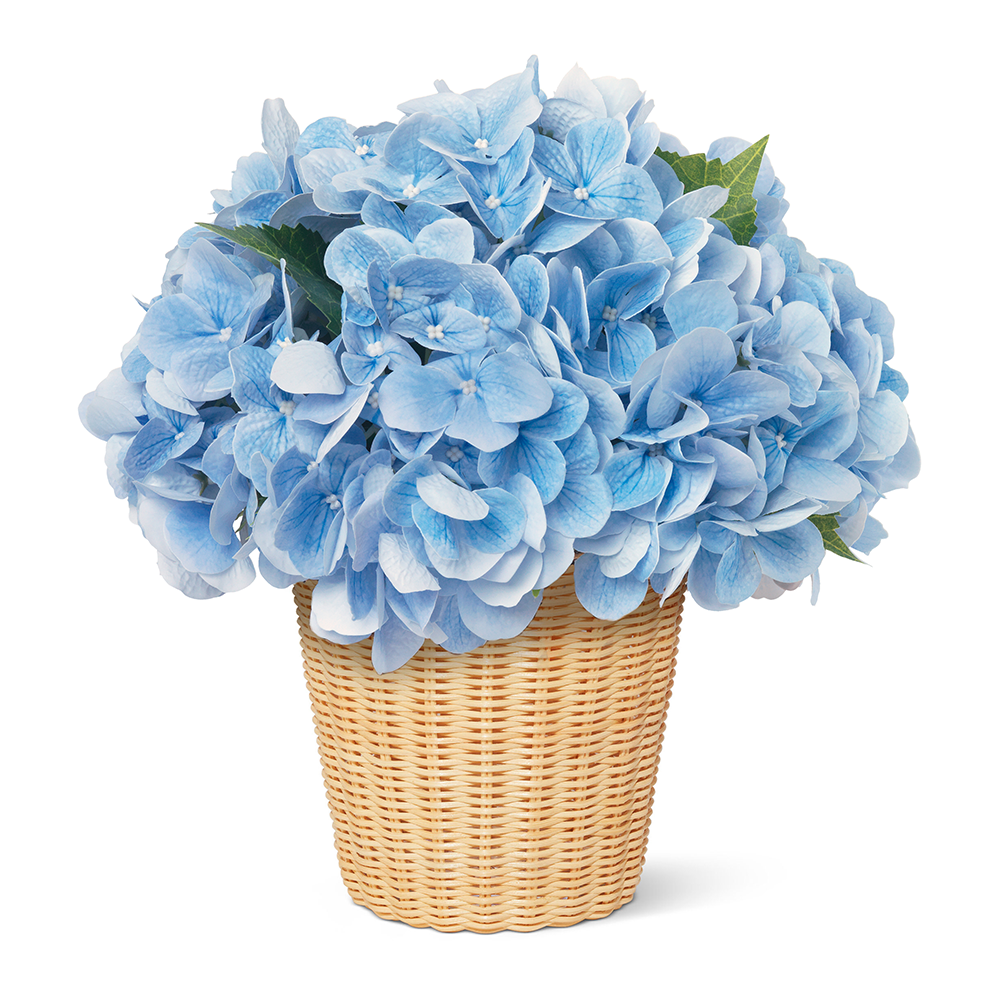 Blue Hydrangea in Freya Vase, Natural- Diane James Home | Faux Floral Couture Handmade In The USA