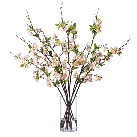 Blush Plum Branches in Glass Vase- Diane James Home | Faux Floral Couture Handmade In The USA