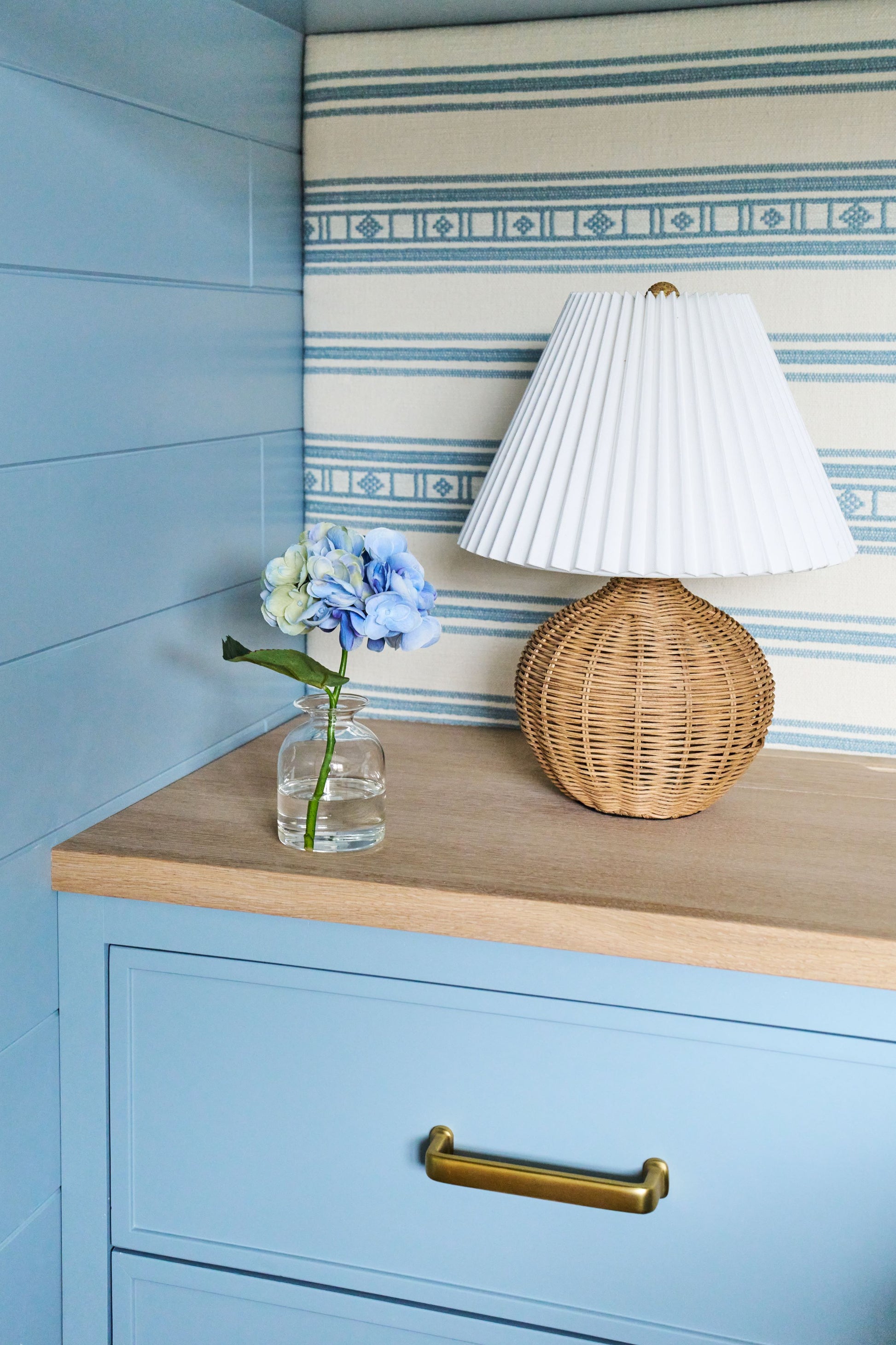 Blue Hydrangea Blossom in Bud Vase- Diane James Home | Faux Floral Couture Handmade In The USA