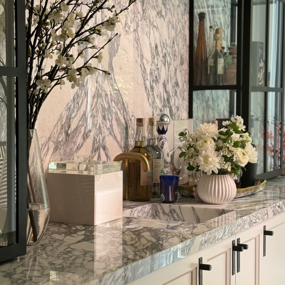 Dahlias and Anemones in White Ceramic Vase- Diane James Home | Faux Floral Couture Handmade In The USA