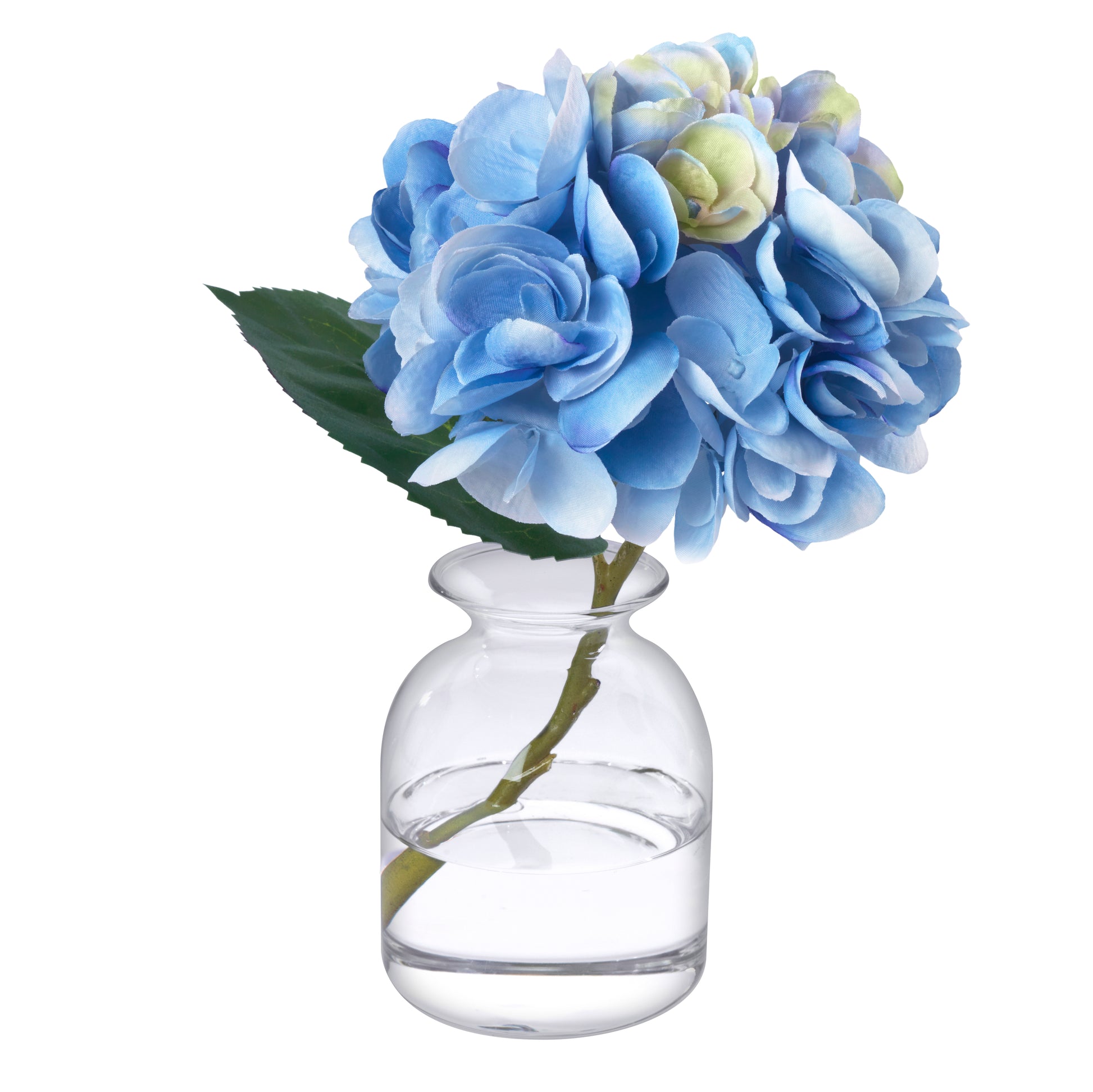 Blue Hydrangea Blossom in Bud Vase- Diane James Home | Faux Floral Couture Handmade In The USA