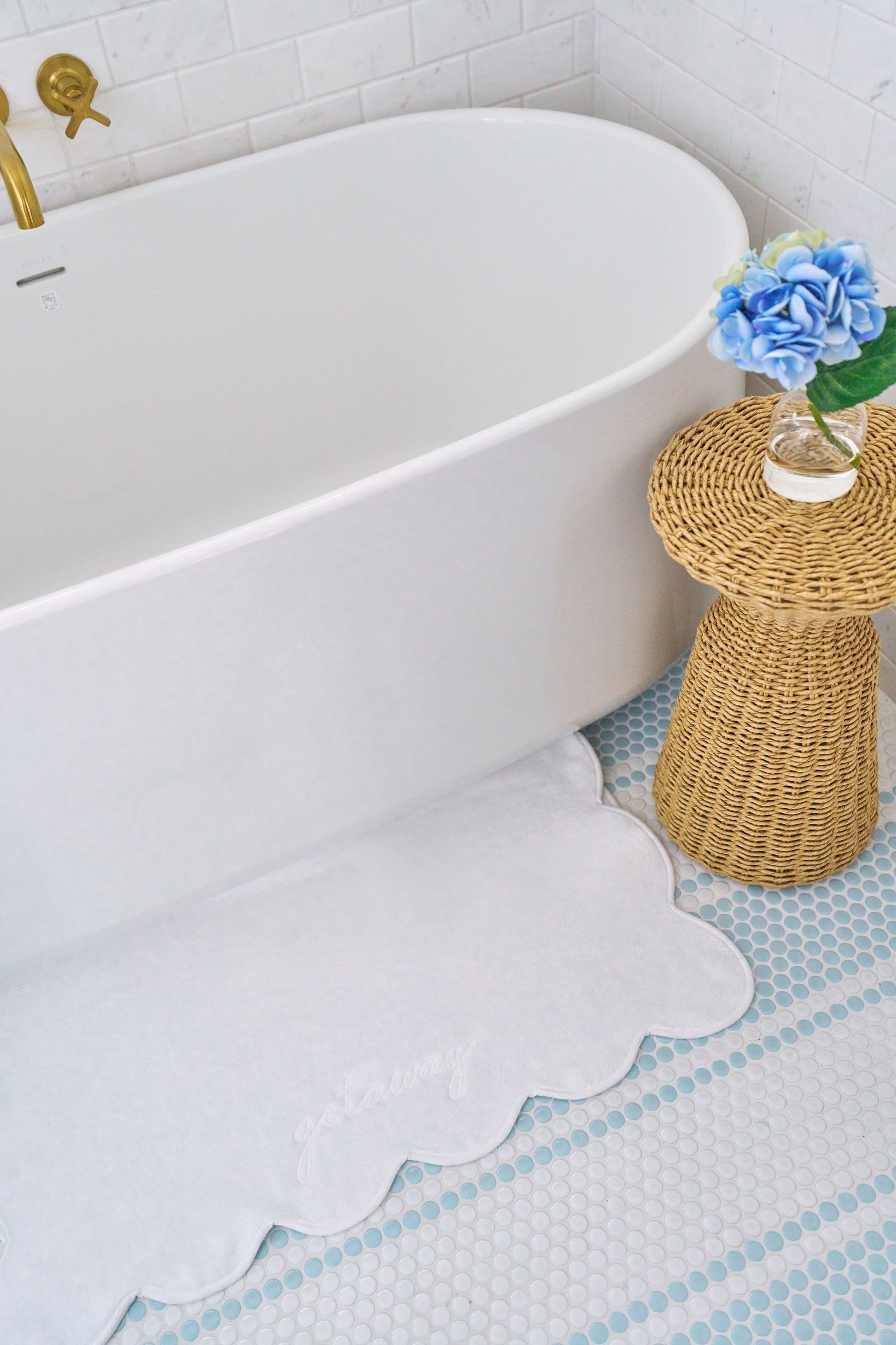 Blue Hydrangea Blossom in Bud Vase- Diane James Home | Faux Floral Couture Handmade In The USA
