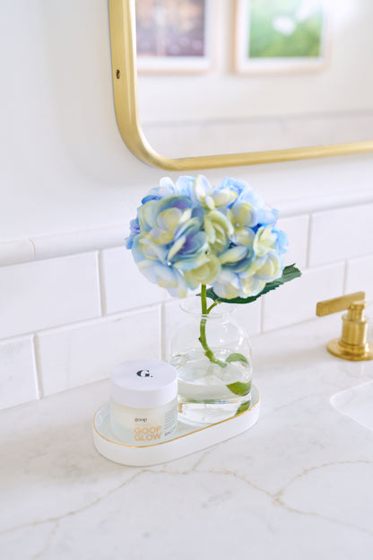 Blue Hydrangea Blossom in Bud Vase- Diane James Home | Faux Floral Couture Handmade In The USA