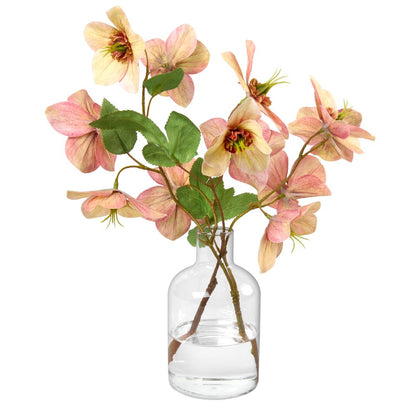Hellebores in Glass Bottle Bud Vase- Diane James Home | Faux Floral Couture Handmade In The USA