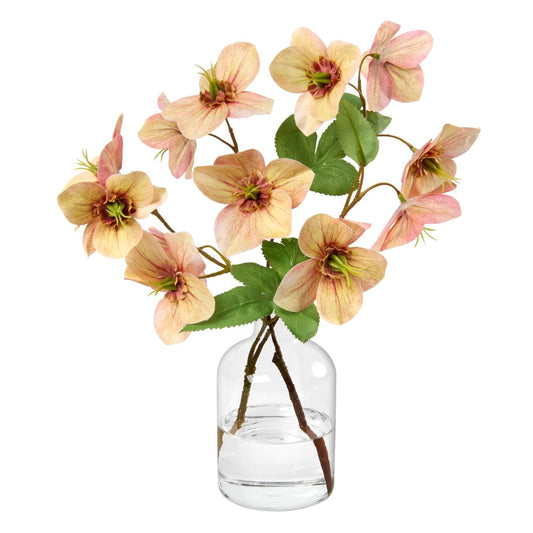 Hellebores in Glass Bottle Bud Vase- Diane James Home | Faux Floral Couture Handmade In The USA