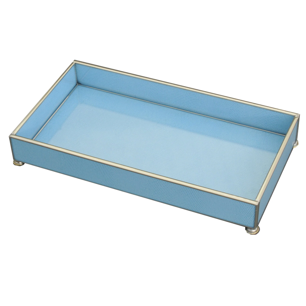 JM Piers Blue Lizard Skin Tray- Diane James Home | Faux Floral Couture Handmade In The USA
