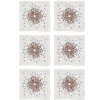 Kim Seybert Starbust Cocktail Napkins in White, Red & Green- Diane James Home | Faux Floral Couture Handmade In The USA