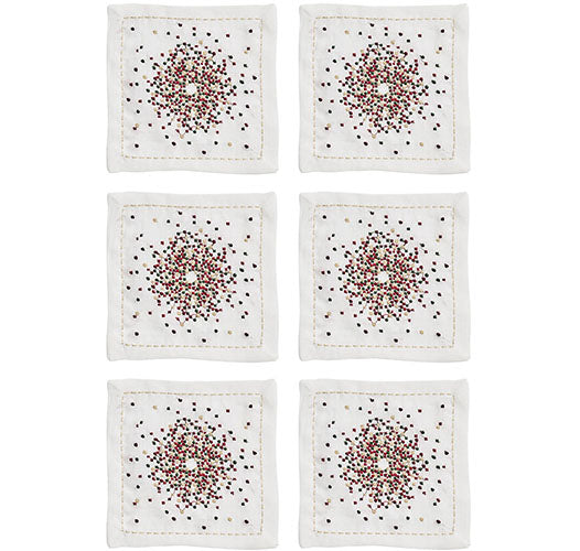 Kim Seybert Starbust Cocktail Napkins in White, Red & Green- Diane James Home | Faux Floral Couture Handmade In The USA