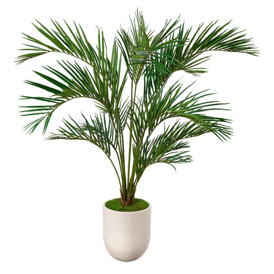 Potted faux palm plant by Diane James Home on a white background
