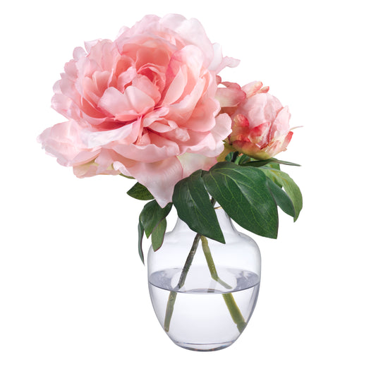 Peonies in Glass Bud Vase- Diane James Home | Faux Floral Couture Handmade In The USA
